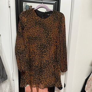 Zara Brown Leopard Print Kids Dress